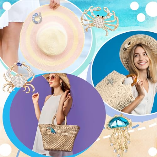 Image of Junkin 12 Pcs Women Brooches Bulk Set Rhinestone Pin Crystal Vintage Brooch Retro Pin Women Girls Gifts for Christmas