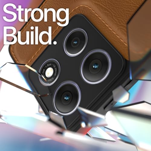 Image of Outlouders Back Cover for Motorola Moto G86 Power 5G | Full Camera Protection | Super Soft-Touch | Raised Edges | Flexible Pu Leather | Bumper Case (Brown)