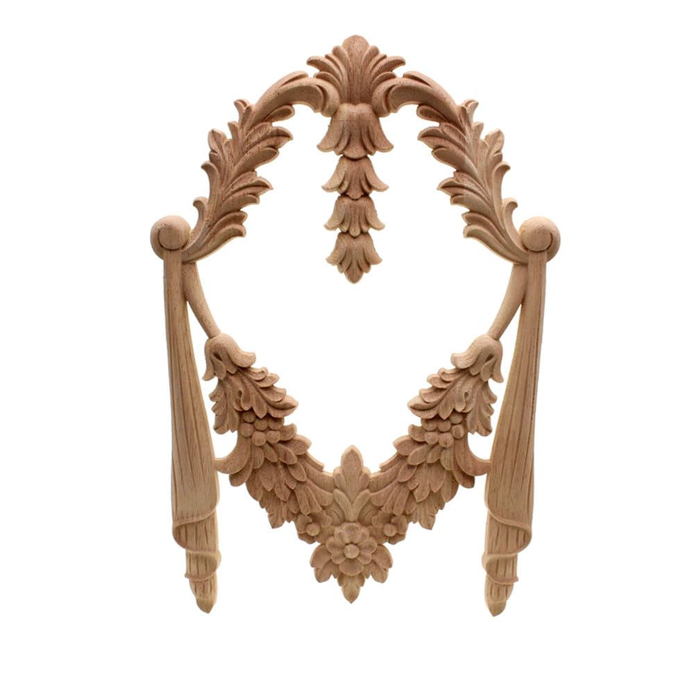 Fronton et applique d'angle en bois sculpté, figurine d'art 35 x 23 cm