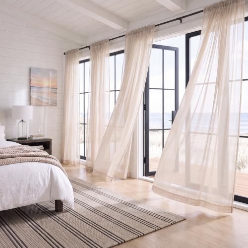NICETOWN Long Sheer Curtains for Living Room, Rod Pocket Soft Voile Sheer Window Treatments Elegant & Airy with Light Filtering for Kids Room, Taupe, W60 x L95, 4 Panels - image 1