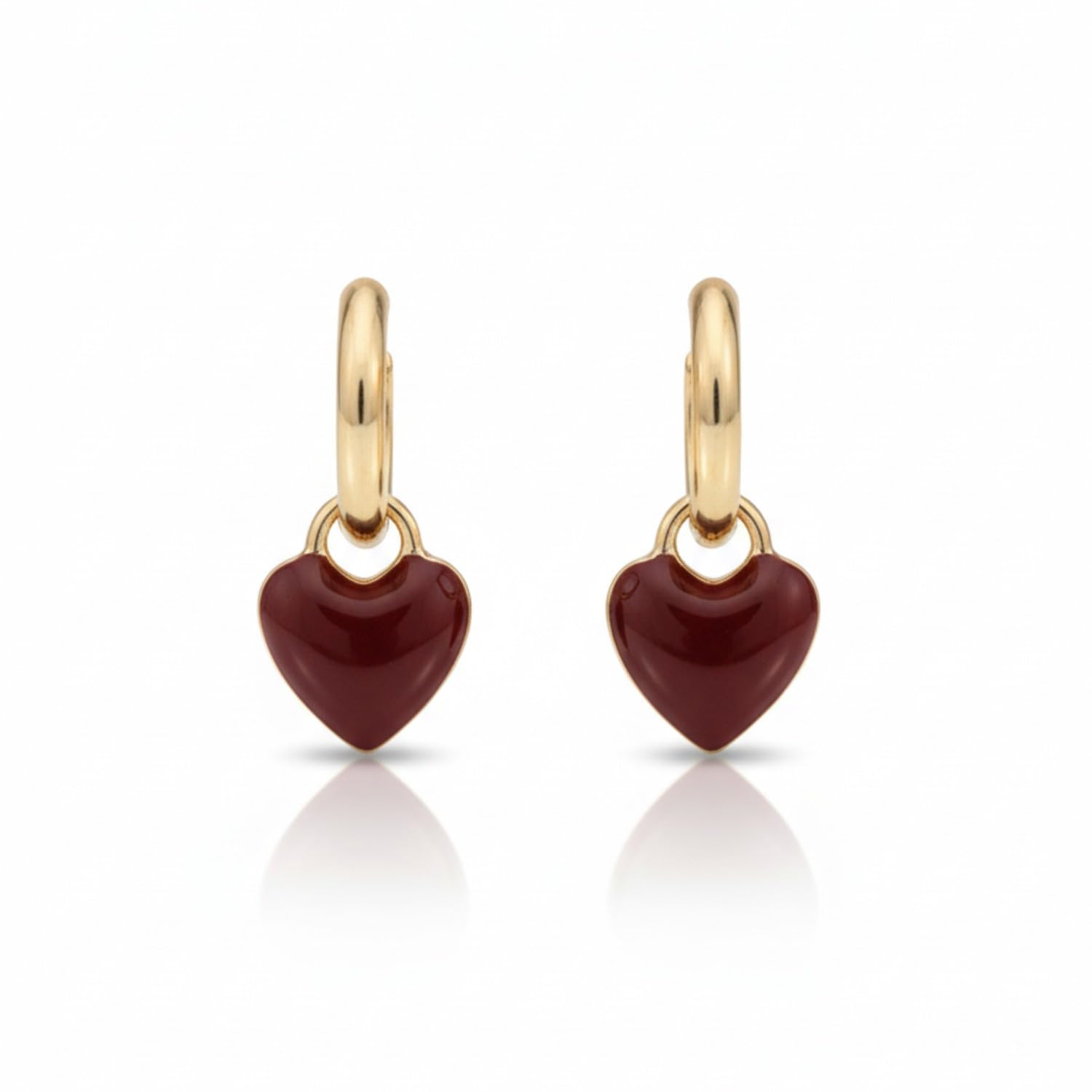 BY EVERSTYLISH Scarlet Charm Dainty Hoops With A Deep Red Heart For Women | Lightweight Festive & Wedding Jewelry-image-49
