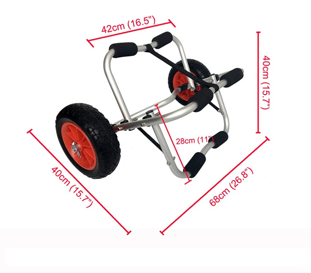 Carrello per Kayak, Carrello per Canoa per Barca Pieghevole, Telaio in Alluminio per Trasporto Rimorchio per Carrelli con Ruota da 10 Pollici, capacità di Carico di 80 kg