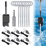 CozyCabin 14pcs Universal Ice Fishing Anchor Tool Kit Includes 6 Ice Fishing Tent Stakes Nail, Ice Anchor Drill Adapter with 1/4