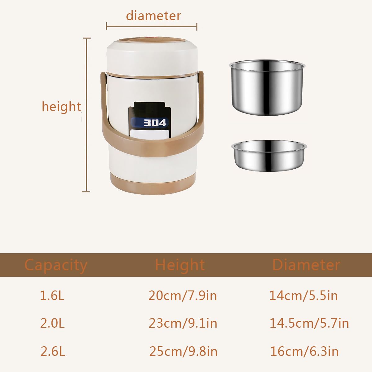 LANMOU Fiambrera Térmica de Acero Inoxidable de 3 Capas a Prueba de Fugas Fiambrera Bento con Asa para Niños Adultos, Frascos para Comida Fría o Caliente