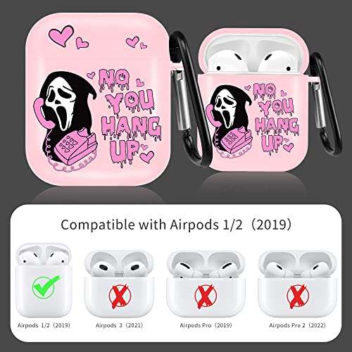 Scream Ghost Airpod Case 2Nd Generation - Ghostface Airpods 2Nd/1St Generation Case Cover - Horror Funny Cool Case For Airpods 2Nd&1St Generation With Keychain (Pink) #TOP1