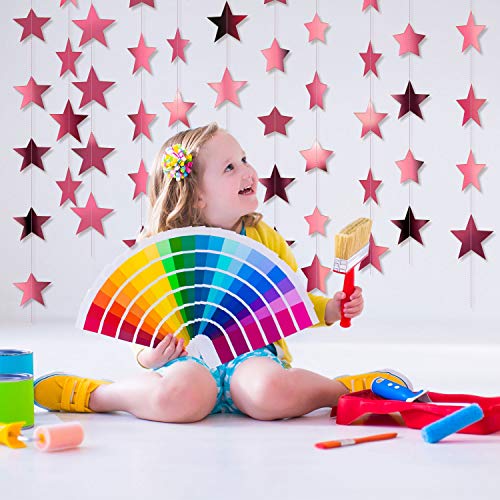 Image of Patelai Glitter Star Garland Banner 2026 Party Decor 130 Feet Star Hanging Streamers Twinkle Backdrop for Classroom Birthday Graduation Wedding Supplies(Rose Pink (21-2-5))