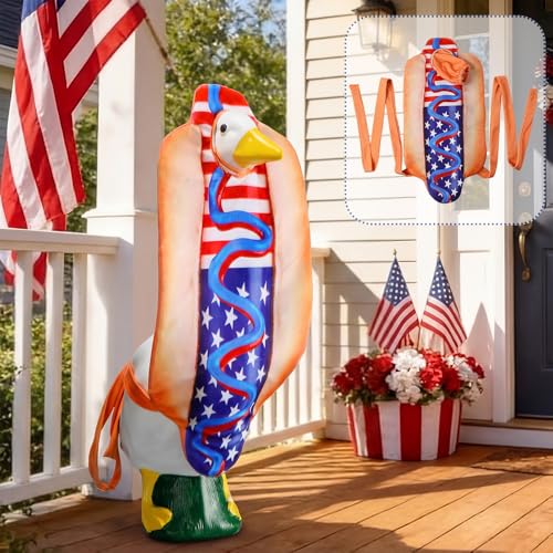 Tudomro 4th of July Porch Goose Outfit for 23" H 250th Anniversary Hot Dog Patriotic Goose Clothes American Flag Fits Independence Day Large Cement Statue Outdoor Patio Garden Yard Lawn Costume Decor by Tudomro - Used condition - Image 6