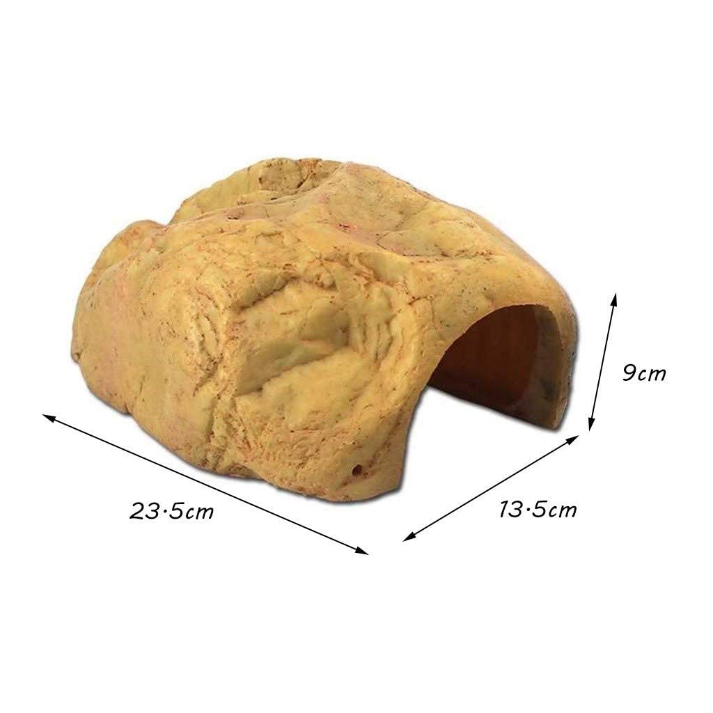 Escondite de reptiles, caja de cueva de reptiles para acuario de anfibios, decoración de esquina de hábitat, escondites de tortugas, serpientes lagarto, accesorios, adornos (23,5*13,5*9 cm)