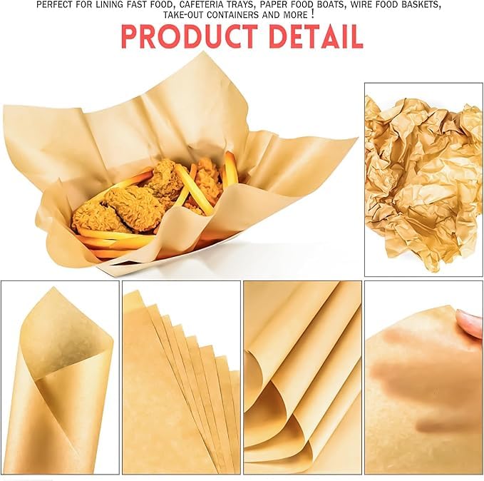 Image of 300 Pack 8x8 Pre-Cut Parchment Paper Sheets - Non-Stick, Food-Grade Baking Paper for Square Cake Pans - Heat & Grease Resistant