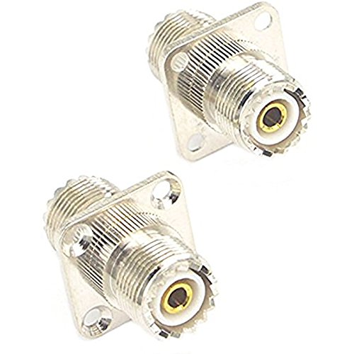 UHF Female to Female Coax Jumper Cable Connector SO239 PL259 UHF VHF Antenna 4 Hole Flange Panel Mount Adapter Qty of 2 Ships from USA