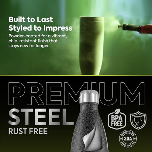 Image of Go24 pexpo Steel Water Bottle 1 Litre (Pack of 2) | Hot and Cold Flask | ISI Certified Stainless Steel | 3 Layer Insulation | Leakproof | for Home, Office | 2-Year Warranty | Electro 980ml | Black