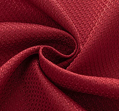 Biscaynebay Textured Fabric Round Tablecloths 60 Inches In Diameter, Red Water Resistant Spill Proof Fabric Tablecloths For Dining, Kitchen, Wedding, Parties Etc, Machine Washable #TOP5