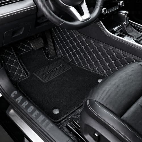 Image of 7D Car Floor Mats for Mahindra 3XO EV | Black Silver | Waterproof | Anti-Slip | PU Leather | Full Coverage | All Weather | Custom Fitted 7D Car Foot Mats
