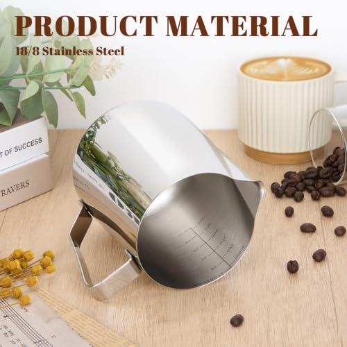Image of Amrules Milk Frothing Pitcher 31oz Frother Cup Barista Tools, Silver