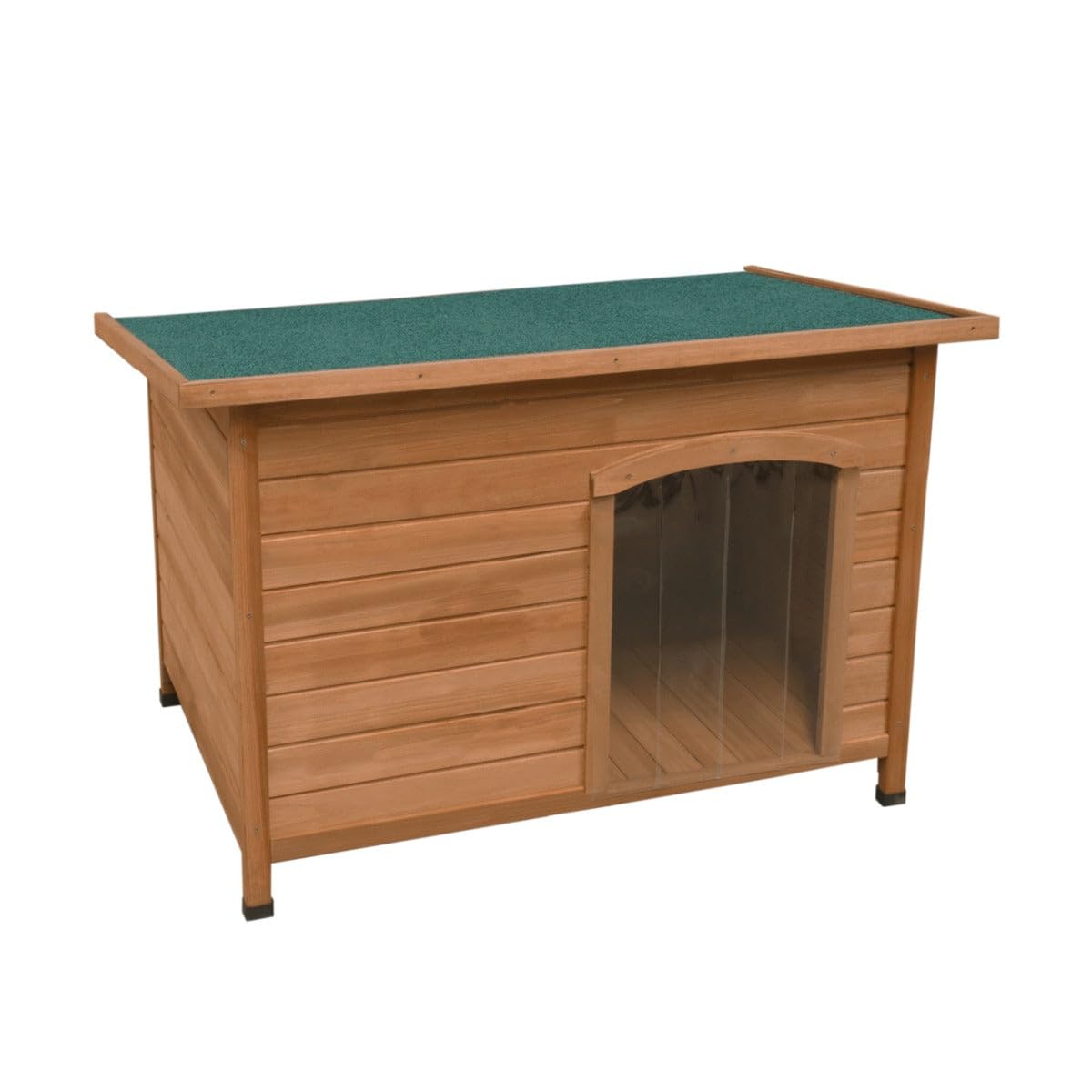 Perrera de Madera Pequeña para Perros Exterior e Interior con Techo Impermeable, Base Elevada 5 cm y Ventilación – Caseta de Abeto Resistente a la Intemperie con Puerta – Marrón
