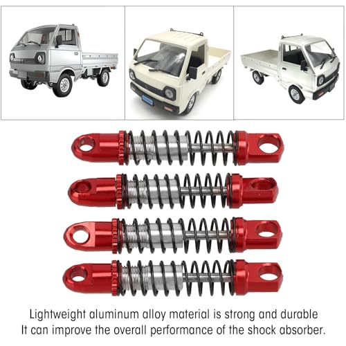 Image of 4 Set Metal Front Rear Shock Absorber, Aluminum Alloy RC Car Damper for WPL D12 1 /10 RC Car Upgrades Parts(Red)