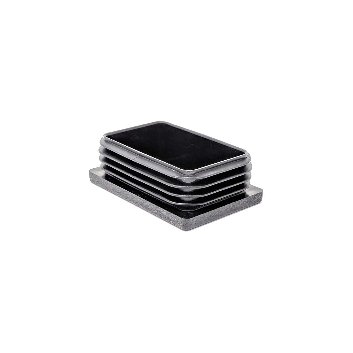 Keay Vital Parts Black Rectangle Ribbed Plastic Insert Plugs End Caps (, 60X40mm See Second Image For Dimensions- Pack Of 4) Made In Germany.