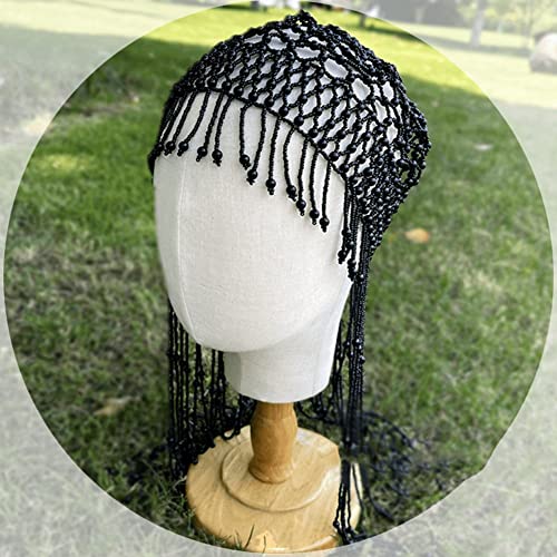 Tocado de perlas para fiesta y eventos elegantes con borlas 7