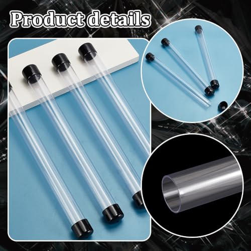 Image of AHANDMAKER 5Pcs Clear Rigid Plastic Tubing with Caps, ID 0.9 Inch Portable Storage Tube Polycarbonate Tube 12 Inch Length Round Plastic Tubing for Incense Sticks Beads Item Storage
