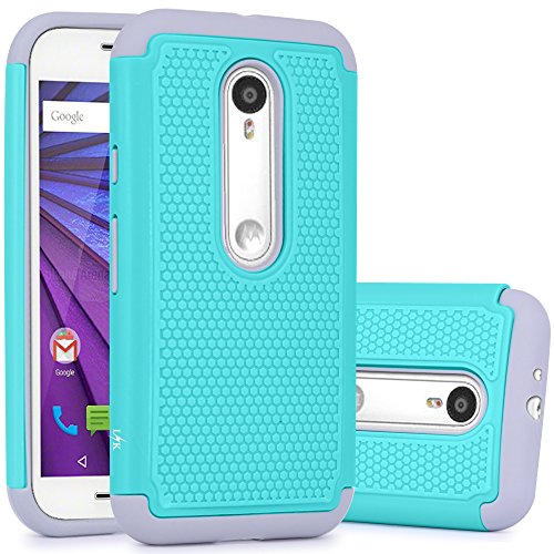 Moto G (3rd Gen) Case, LK [Shock Absorption] Hybrid Dual Layer Armor Defender Protective Case Cover for Motorola Moto G 3rd Generation 2015 (Teal)