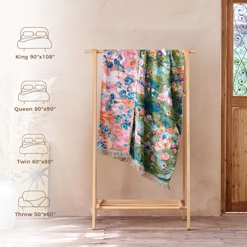 Image of LUTBM Boho Throw Blanket for Couch Chair 50 inchx60 inch, Cotton Cozy Bed Blankets