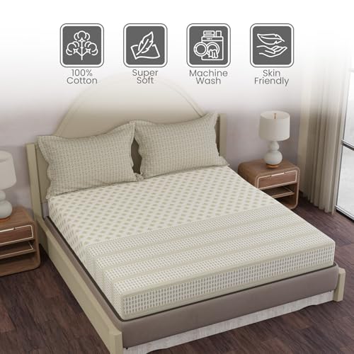 Image of Layers 100% Cotton King Size Bedsheet Set | Multicolor Ethnic Print | 120 TC Forever Collection | Soft & Breathable | Washable Bedsheet with 2 Pillow Covers | All Season