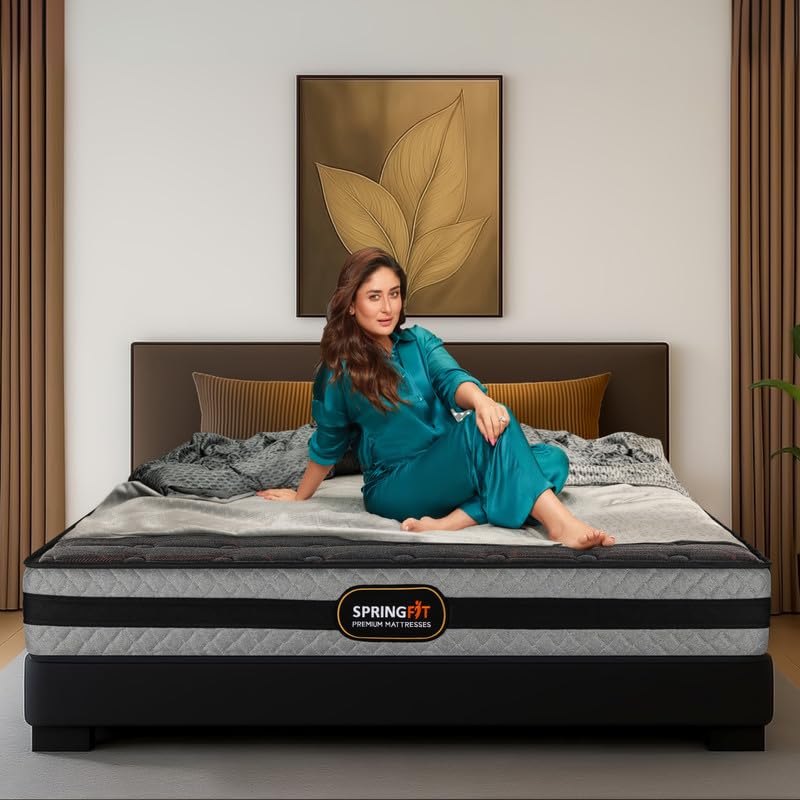 Image of Springfit Zbox Micro Grid Hybrid Mattress | Airvent & Aero Sleep Memory Foam for Upto 4 Cooler Sleep | Orthopedic Pain Relief Medium Firm | 6 Inch King Mattress (84x72x6) | 5 Years Warranty