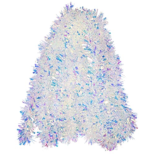 20ft/6m Christmas Tinsel Garland Iridescent Metallic Hanging Garland for Christmas Tree Fireplace Mantle Home Decoration