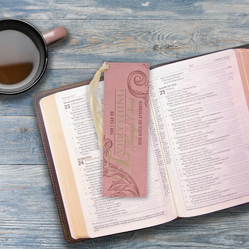Image of Christian Art Gifts Faux Leather Bookmark: Everything Through Christ