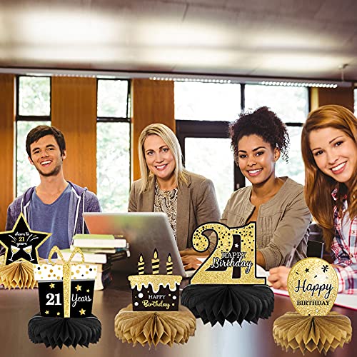 9 Pieces 21st Birthday Decoration 21 st Birthday Centerpieces for Tables Decorations Cheers to 21 Years Honeycomb Table Topper for Men and Women 21 Years Party Decor Supplies by Tevxj - Image 5