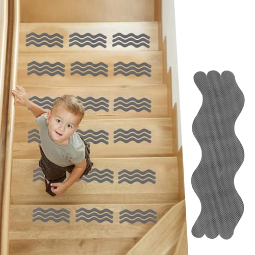 momgyaamz Stufenmatten Selbstklebend, Treppenteppich Selbstklebend für Treppen, Bäder, Küchen und Saunen, Treppenstufen Antirutsch 72 Stück, Antirutsch Treppe 18 * 1.3 cm, Treppen Rutschschutz Grau