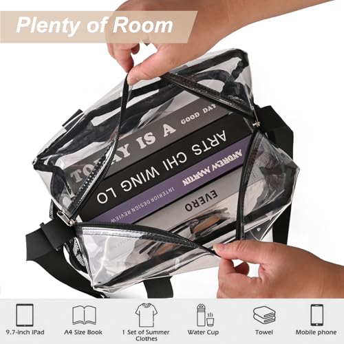 Image of Clear Bag 12x6x12 Stadium Approved Clear Tote Bag with Zipper Closure Crossbody Shoulder Bag with Adjustable Strap