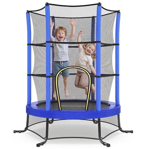 Trampoline enfants 174 cm avec cadre en acier robuste et coussins de sécurité épais