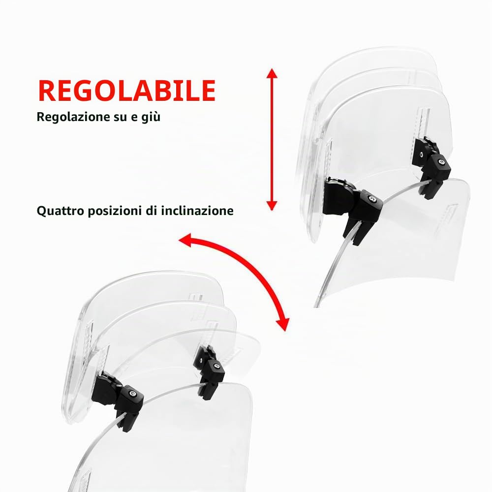 Estensione Parabrezza Moto Universale Deflettore Regolabile Clip-on Protezione Vento per Dirt Bike e Moto con Parabrezza 2 Misure Disponibili