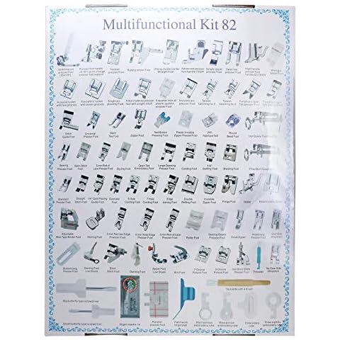 eoocvt Nähfuß für Haushaltsnähmaschinen, Set mit 82 Stück Cover