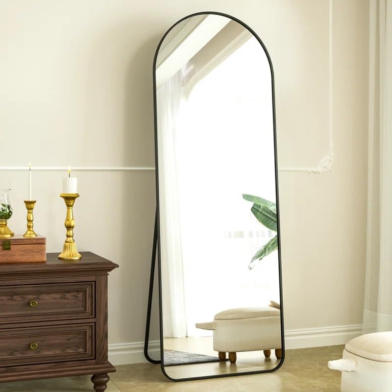 Image of ARTESSA Aesthetic Designer Full-Length Rectangular Mirror for Bedroom and Studio with Arch-On-Top and Metal Frame (180 x 60 CM)