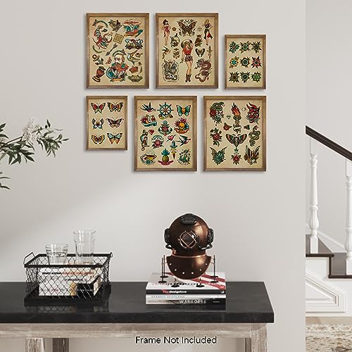 Yumknow Tattoo Shop Wall Decoration - Old School Tattoo Pictures - Vintage Tattoo Poster Picture Set - Gift For Tattooist - Tattoo Flash Wall Art & Decor thumb #3