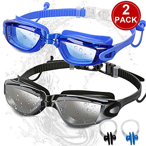 SBORTI Swim Goggles Swimming Goggles, Pack of 2 No Leaking Anti Fog UV