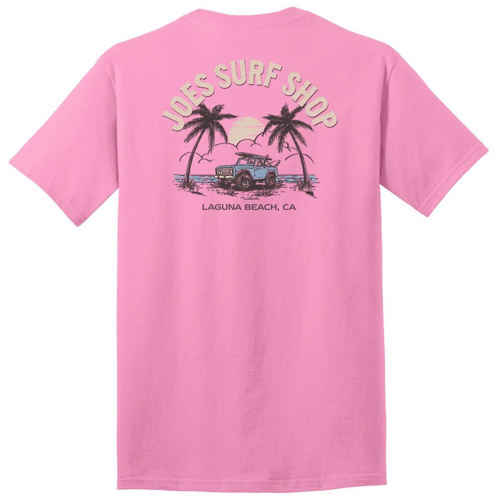 JOES SURF SHOP Men's Early Bird Logo Heavyweight Tees-L-Candy Pink/c