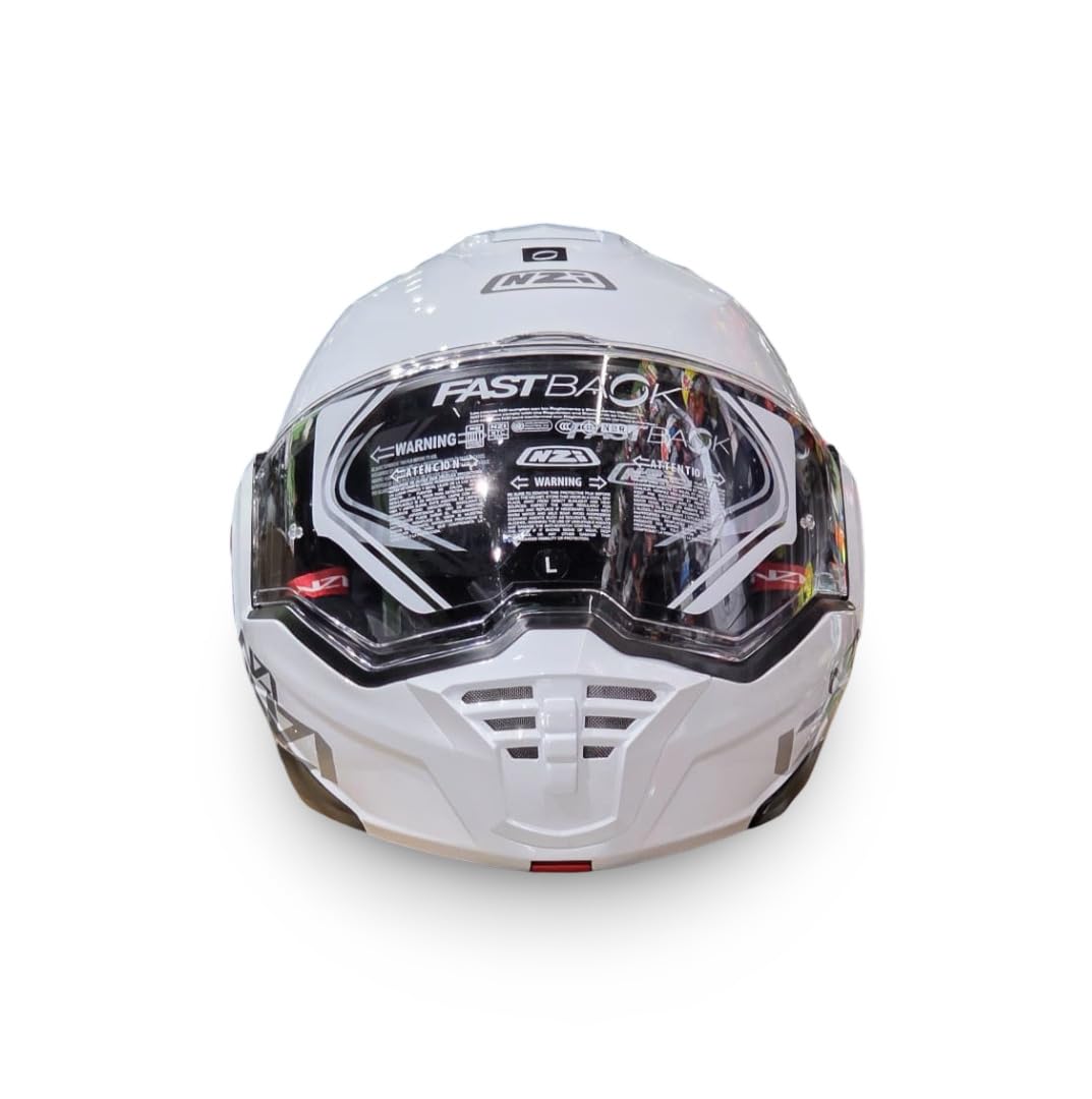 NZI Casco Modular NZI Fastback Duo 180º Blanco Brillo Abatible con Visor Solar - Unisex Hombre y Mujer - Homologado P/J ECE 22.06 Talla L