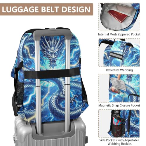 Mochila escolar de viaje juvenil juvenil grande con diseño de dragón 4
