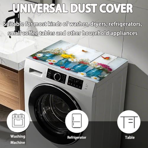 Image of Washer Dryer Top Cover Mat, Non-Slip Laundry Room Decor, Laundry Room Kitchen Appliance Decor Protector Universal 23.6 inchx19.7 inch (Vase 2)
