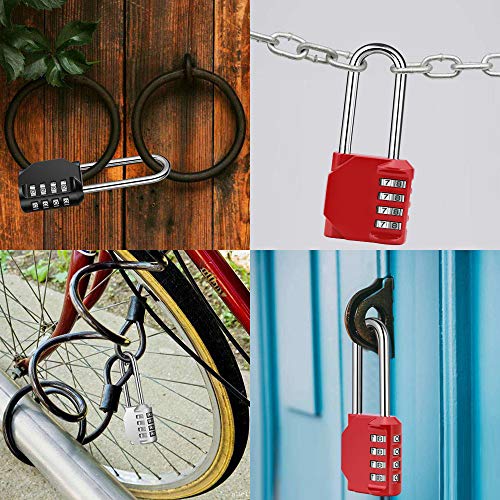 Image of 2 Pack disecu 2.6 Inch Long Shackle Combination Lock, 4 Digit Outdoor Waterproof Padlock for School Gym Locker, Sports Locker, Storage Unit, Gate, Fence, Toolbox, Cabinet (Red)