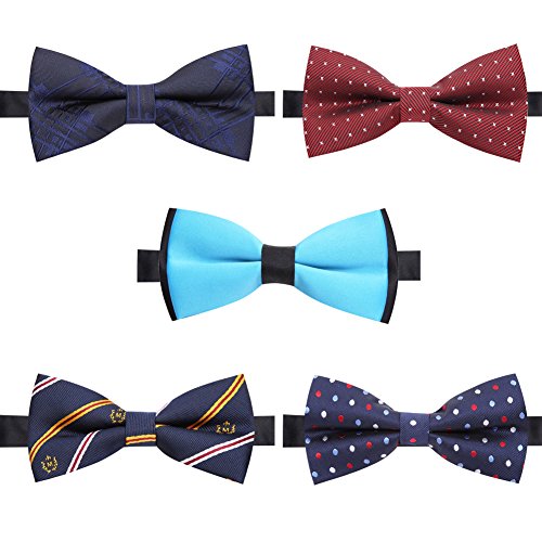 Image of AUSKY 8 PACKS Elegant Adjustable Pre-tied Bow Ties for Men Boys (1&4&5&6&8 Pack for option)