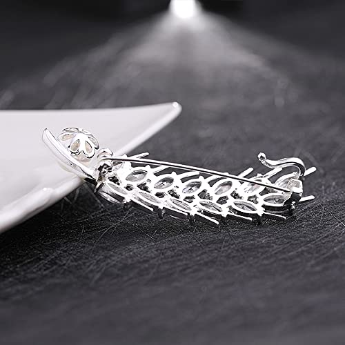 Image of Ear of Wheat Brooch Pin Corsage, Sweater Dress Shawl Elegant Jewelry Accessory Decor for Wedding Birthday Party Christmas Gift (Silver)