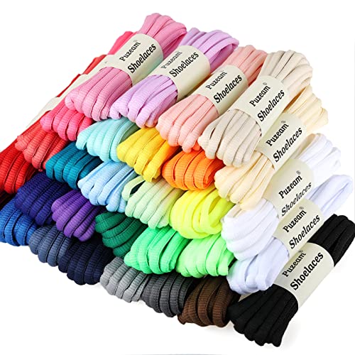 Image of 2 Pairs Oval Athletic Shoelaces 33 Colors 1 /4 inch Half Round Shoe Laces for Sneakers