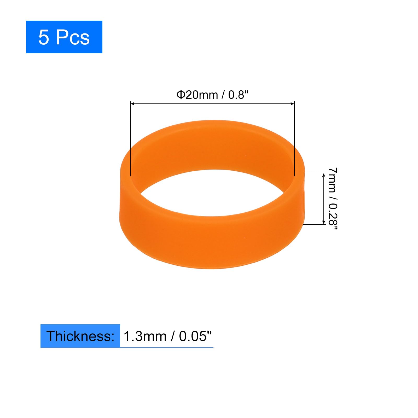 5er-Set Silikon-Gummibänder, 20x7mm, Stark & Elastisch, Schwarz - Perfekt Zum Bündeln & Fixieren