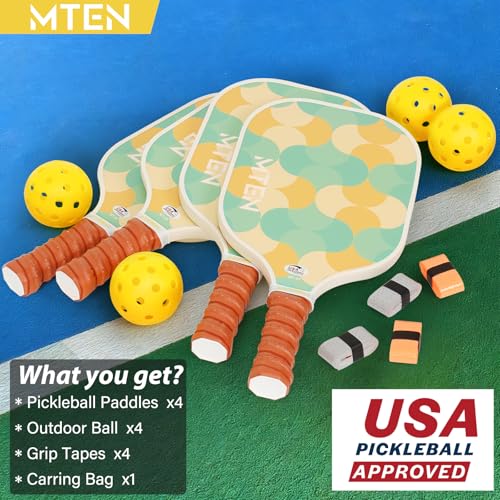 Image of MTEN Pickleball Paddles Set of 2 /4 /1, USAPA Approved Fiberglass Rackets
