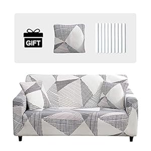 Joydream Housse de Canapé 3 Places Housse Canapé Extensible Housse Canape d’angle Universelle Revêtement de Canapé avec 1 Housse de Coussin Modèle#MK, Large