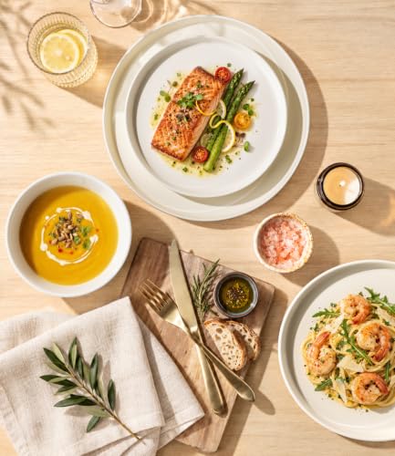 Image of TheTerra Ceramic Dinnerware Set for 4, 12-Piece Plates and Bowls Set